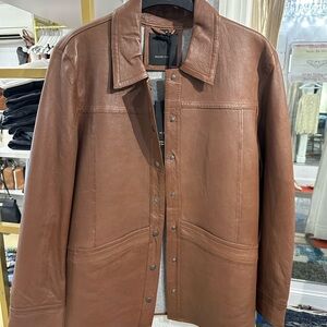 Marni Brown Leather Blazer Jacket